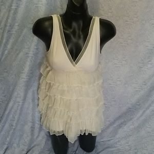 Cecico tier lace ruffle dress cream babydoll tunic